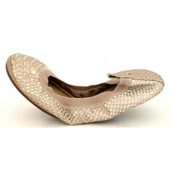 SOLD Yosi Samra Sammie Gold Metallic Python Snake Ballet Flats Size 9 - Picture 4 of 10